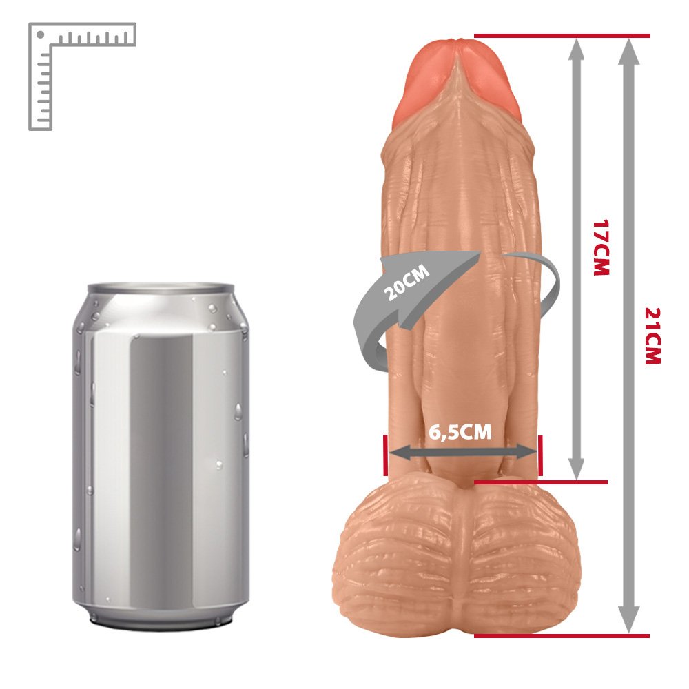 Pênis Large em PVC Flexível Atóxico com Escroto 21 x 6,5cm Bege | Foto 06