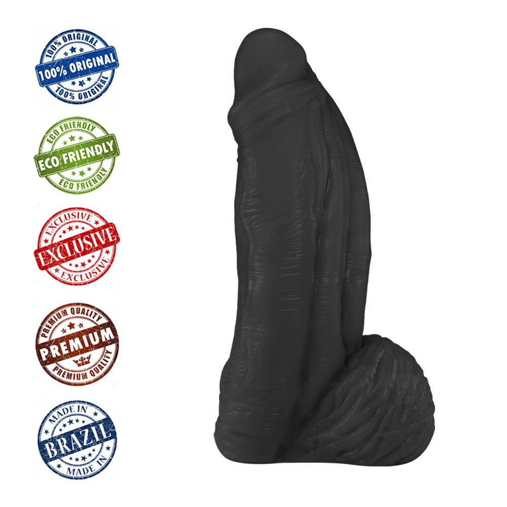 Pênis Large em PVC Flexível Atóxico com Escroto 21 x 6,5cm Preto | Foto 05
