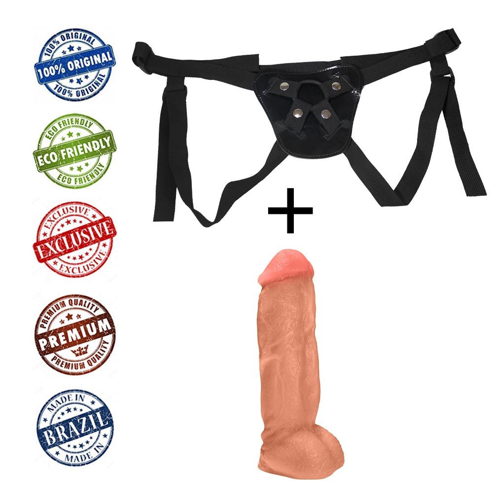 Cinta Peniana Ajustável com Pênis Realístico King Kong 22 x 5,5cm Bege | Foto 05