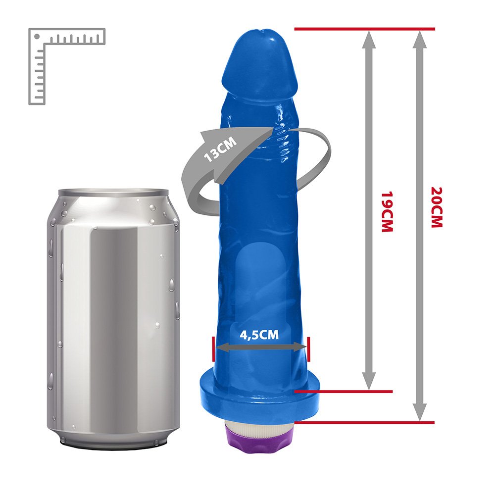 Pênis Jueves com Vibrador Multivelocidade 19 x 4,5cm Azul Translúcido | Foto 06