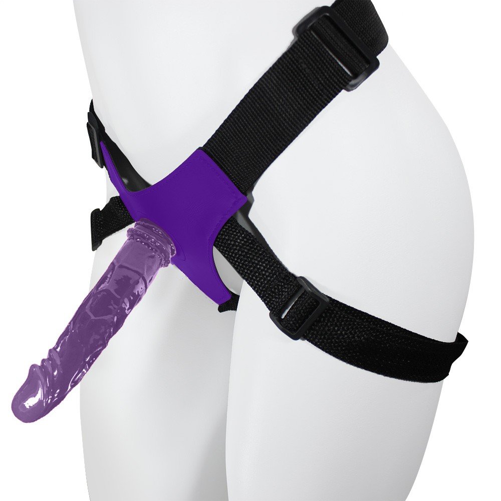 Cinta Peniana com Pênis Realístico Garantido 18 x 3,5cm Roxo | Foto 01