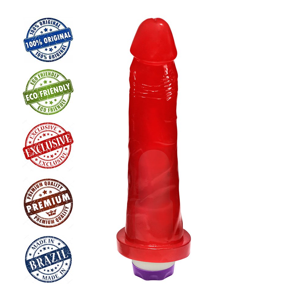 Pênis Jueves com Vibrador Multivelocidade 19 x 4,5cm Vermelho Translúcido | Foto 05