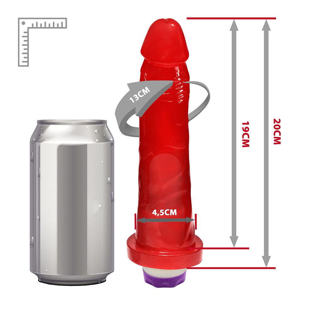 Pênis Jueves com Vibrador Multivelocidade 19 x 4,5cm Vermelho Translúcido | Foto 06
