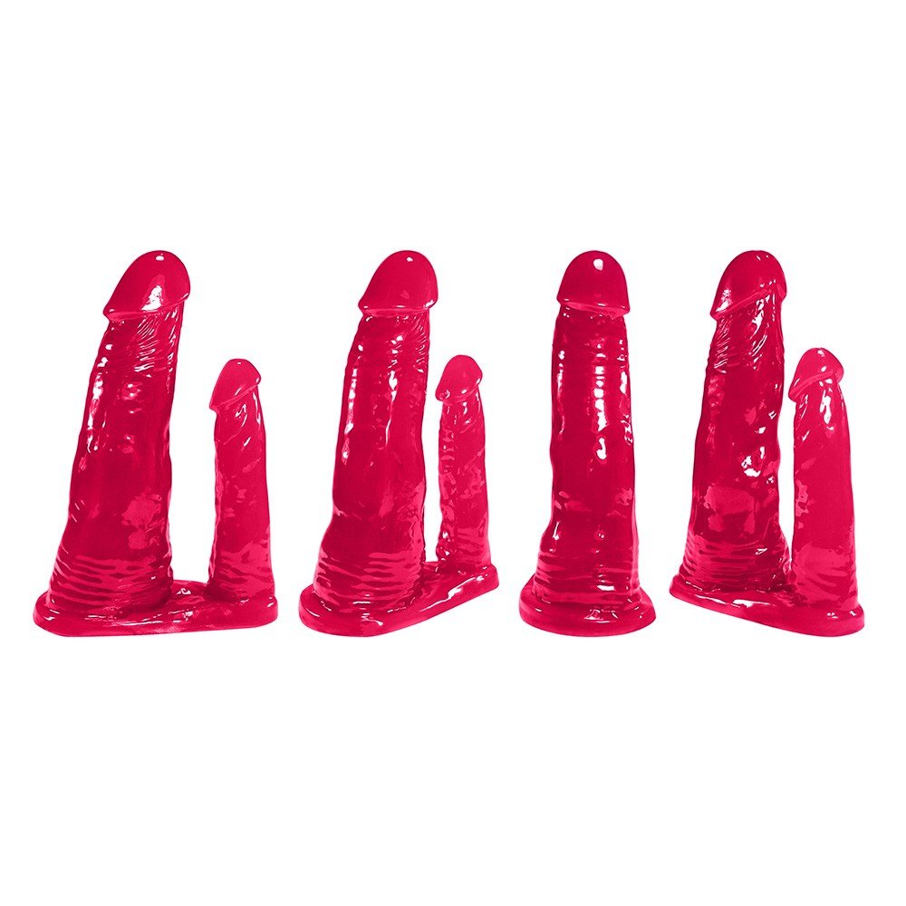 Cinta Peniana Ajustável com Pênis Realístico Duplo com Veias 15 x 3,5 cm e 10 x 2,5cm Pink | Foto 04