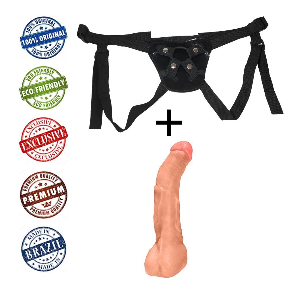 Cinta Peniana Ajustável com Pênis Realístico Mandingo 27 x 5,5cm Bege | Foto 05