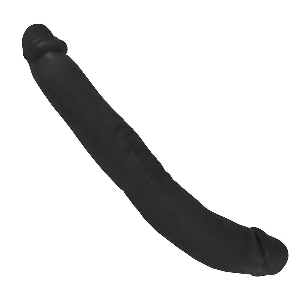 Pênis Duas Pontas Havaiano em Elastômero Curvo 35 x 4,5cm Preto | Foto 02