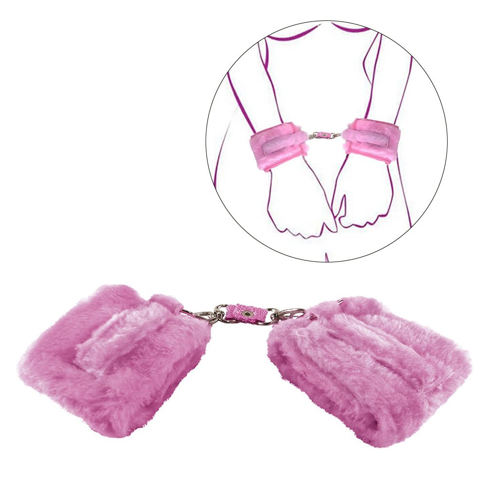 Algema de Pelúcia Fechadas com Velcro Fetiche Pink
