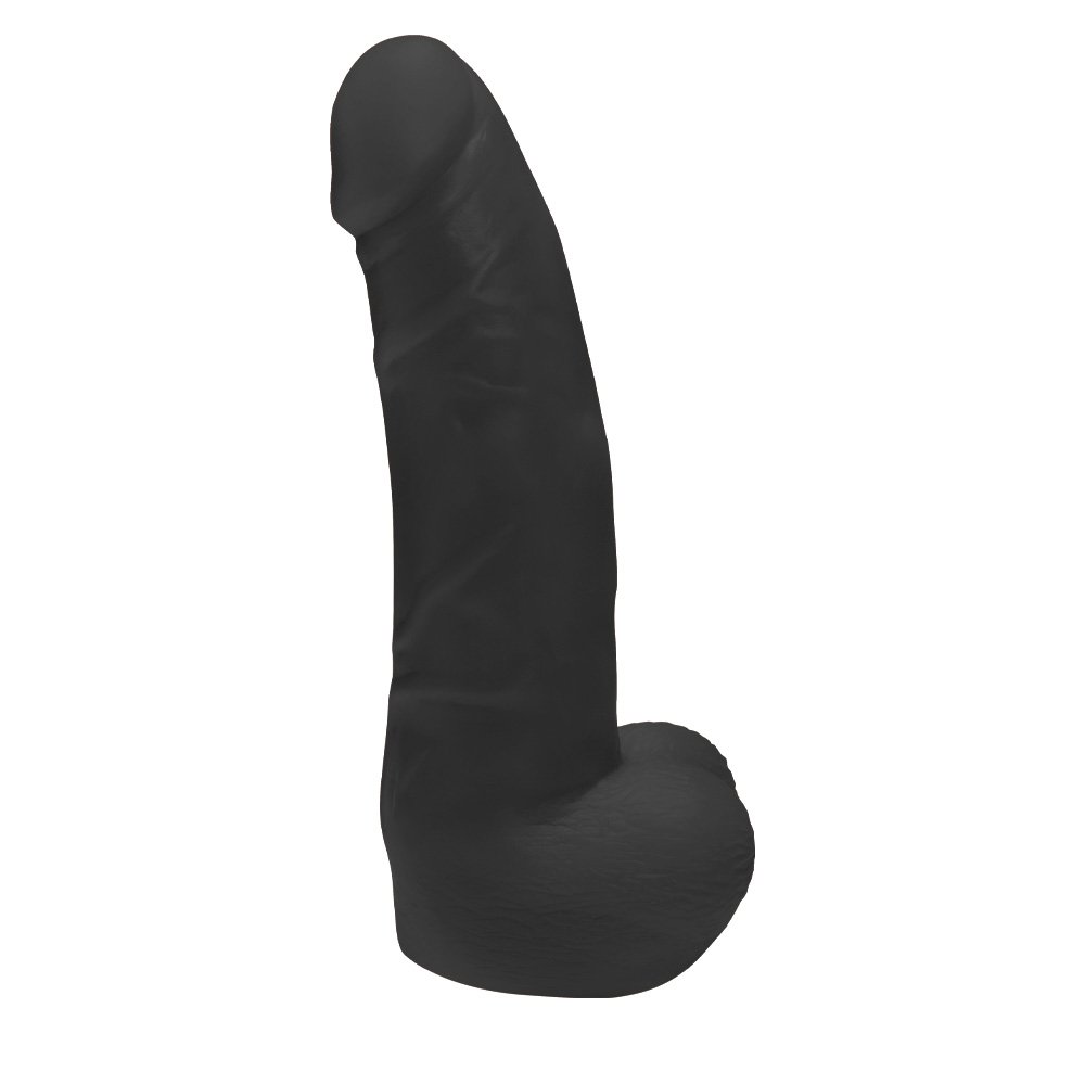Pênis Realístico Feito em PVC Flexível com Escroto Padrão 16 x 3cm Preto | Foto 01