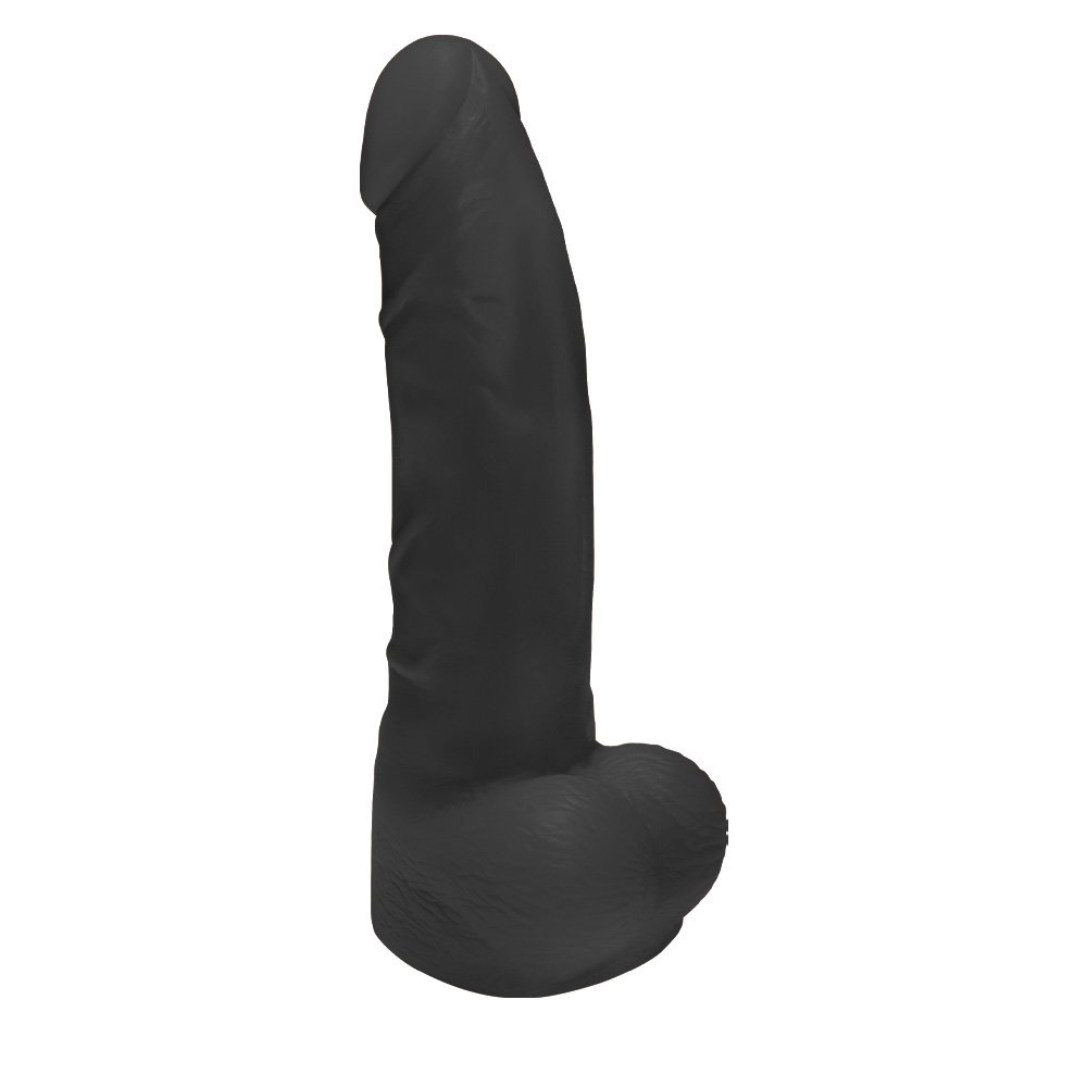 Pênis Realístico Feito em PVC Flexível com Escroto Padrão 16 x 3cm Preto | Foto 02
