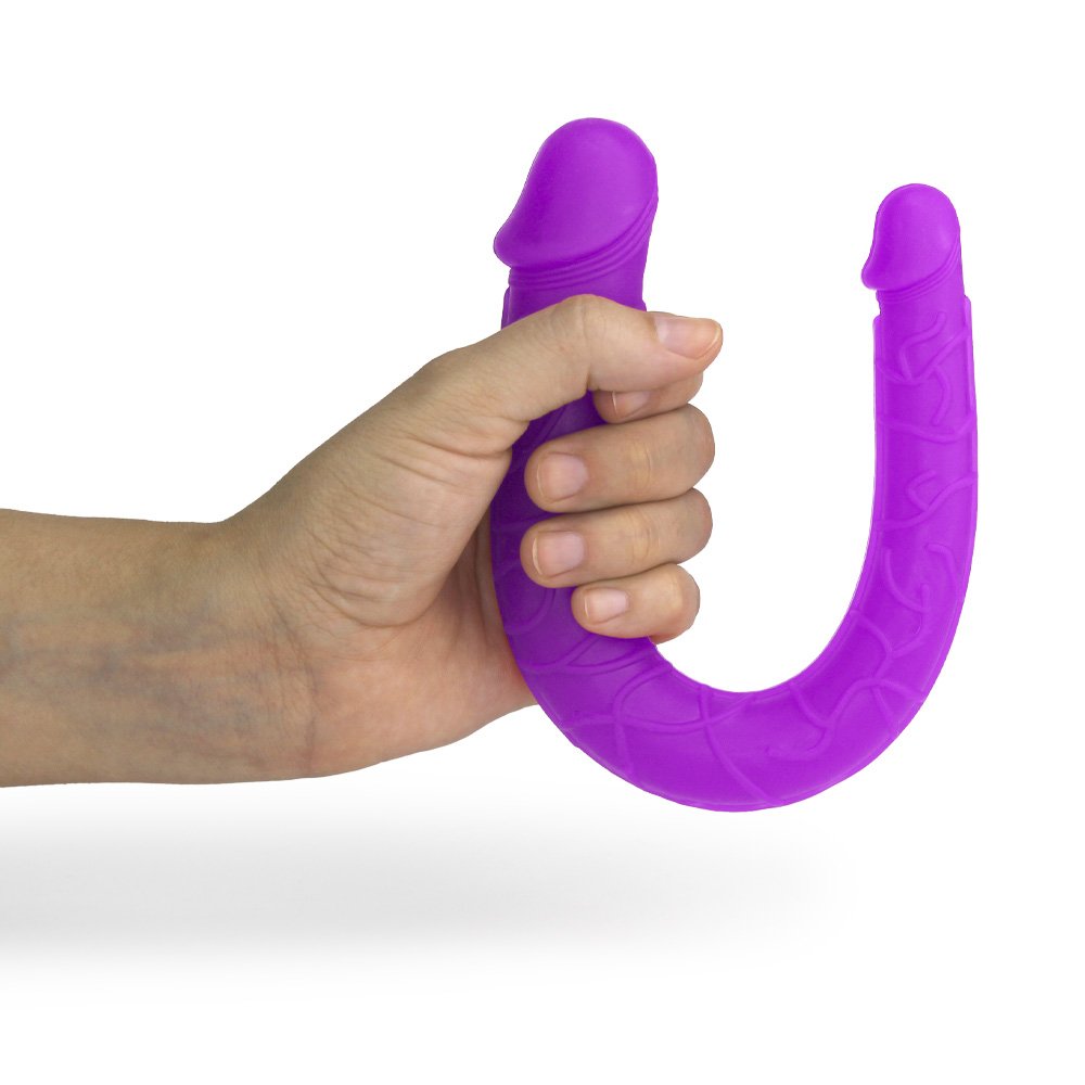 Pênis Duas Pontas em Jelly Havaiano Ferradura 30 x 3,5cm Roxo | Foto 01