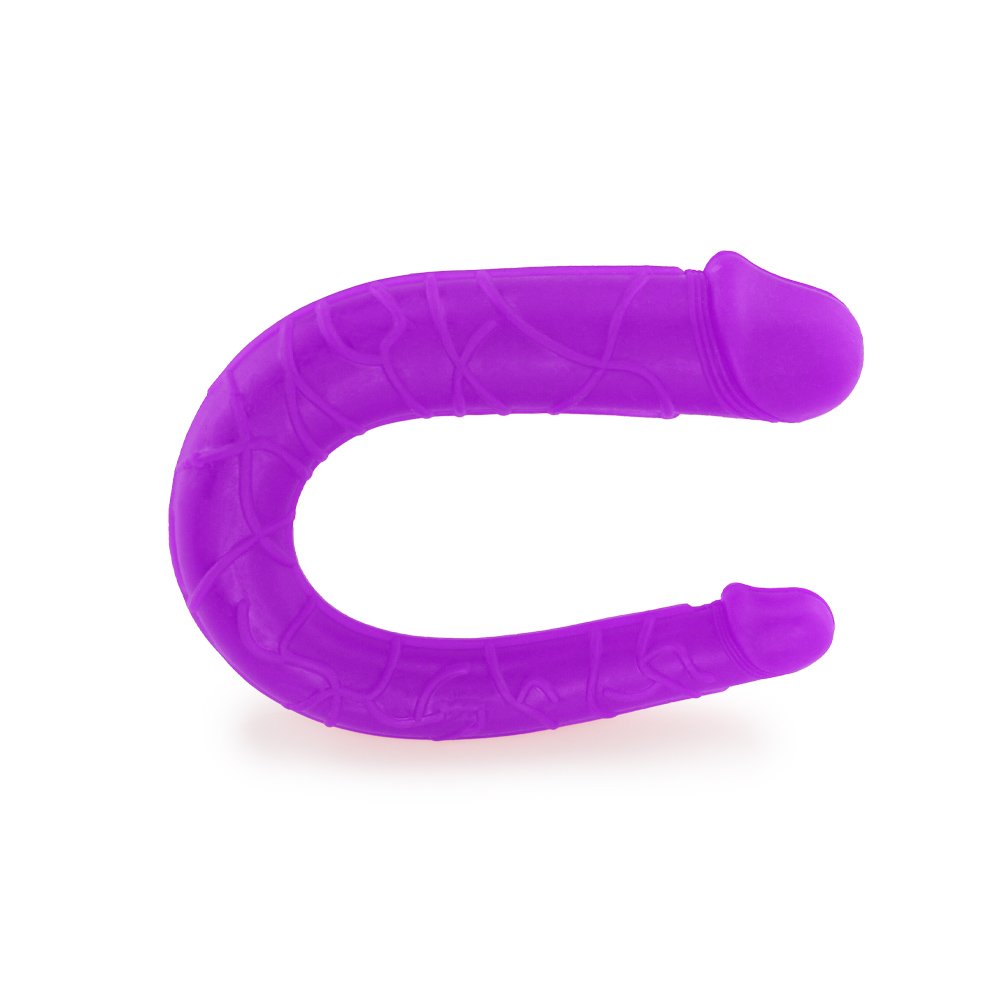 Pênis Duas Pontas em Jelly Havaiano Ferradura 30 x 3,5cm Roxo | Foto 02