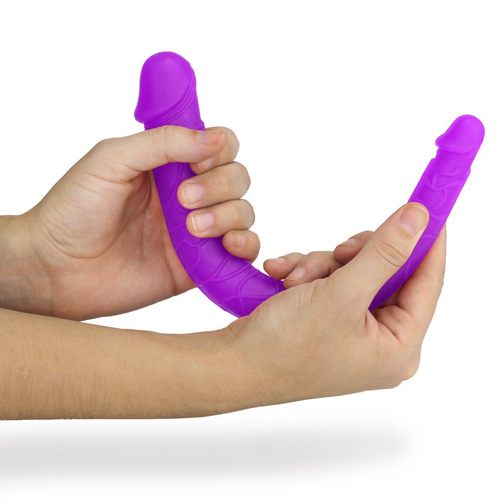 Pênis Duas Pontas em Jelly Havaiano Ferradura 30 x 3,5cm Roxo | Foto 05