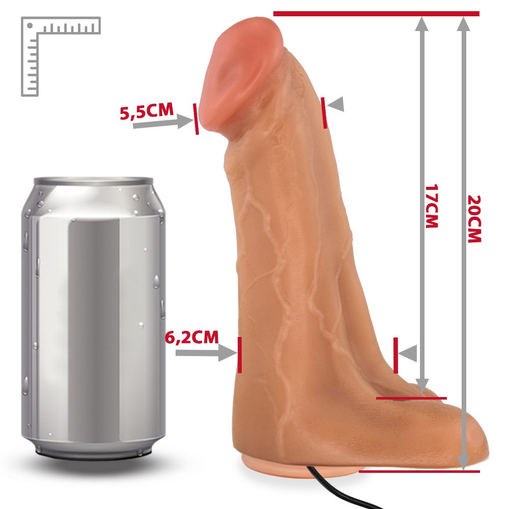 Pênis Realístico Flexível com Escroto, Ventosa e Vibrador Cedro 20,5 x 6cm Bege | Foto 06