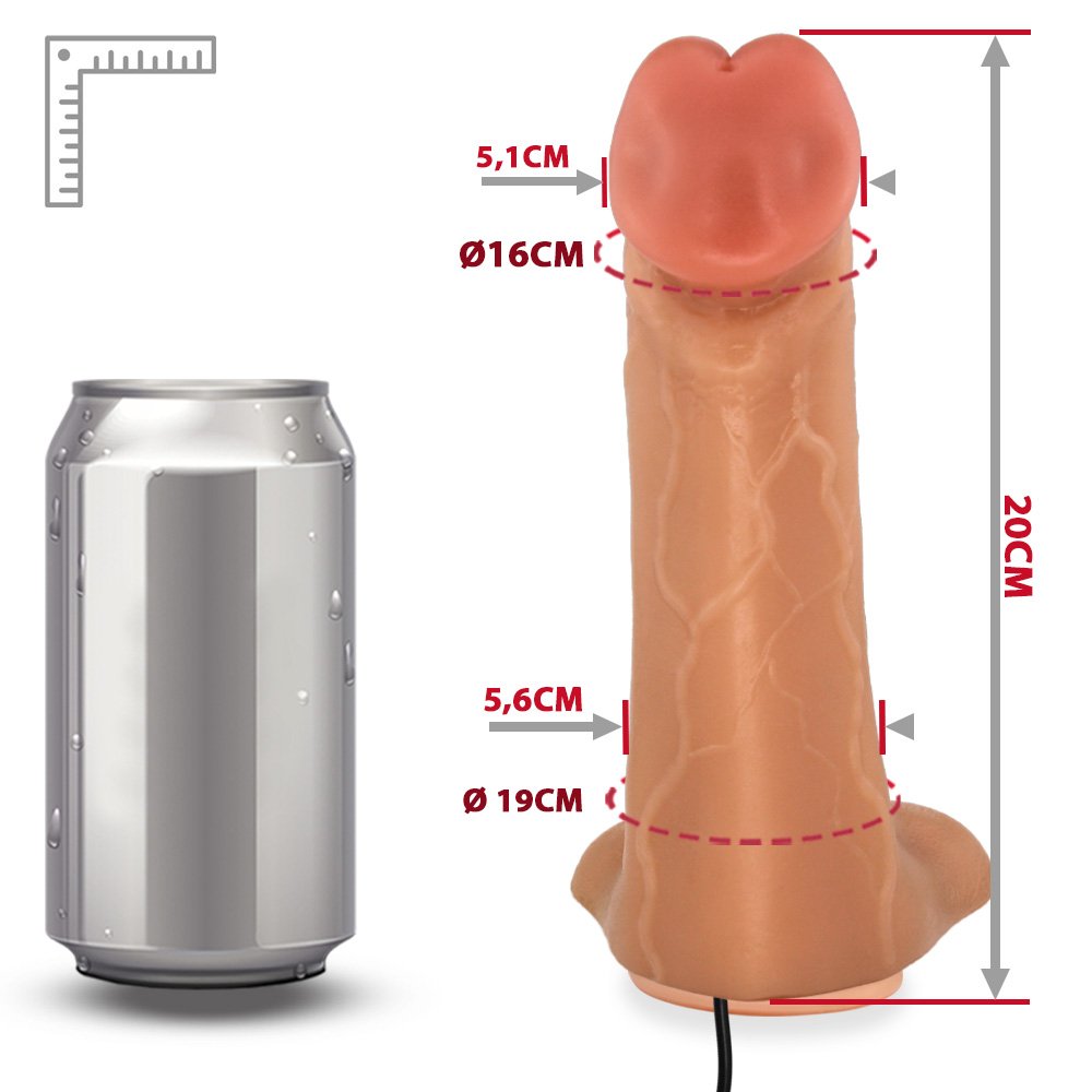 Pênis Realístico Flexível com Escroto, Ventosa e Vibrador Cedro 20,5 x 6cm Bege | Foto 07