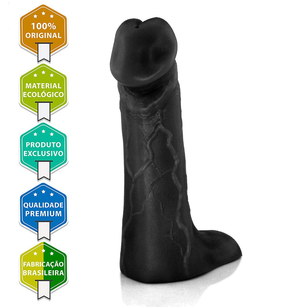 Pênis Realístico Flexível com Escroto Cedro 20,5 x 6cm Preto | Foto 05