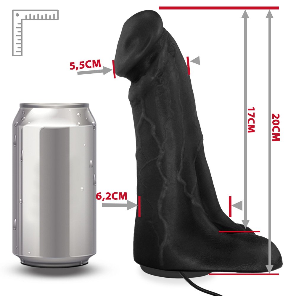 Pênis Realístico Flexível com Escroto, Ventosa e Vibrador Cedro 20,5 x 6cm Preto | Foto 06