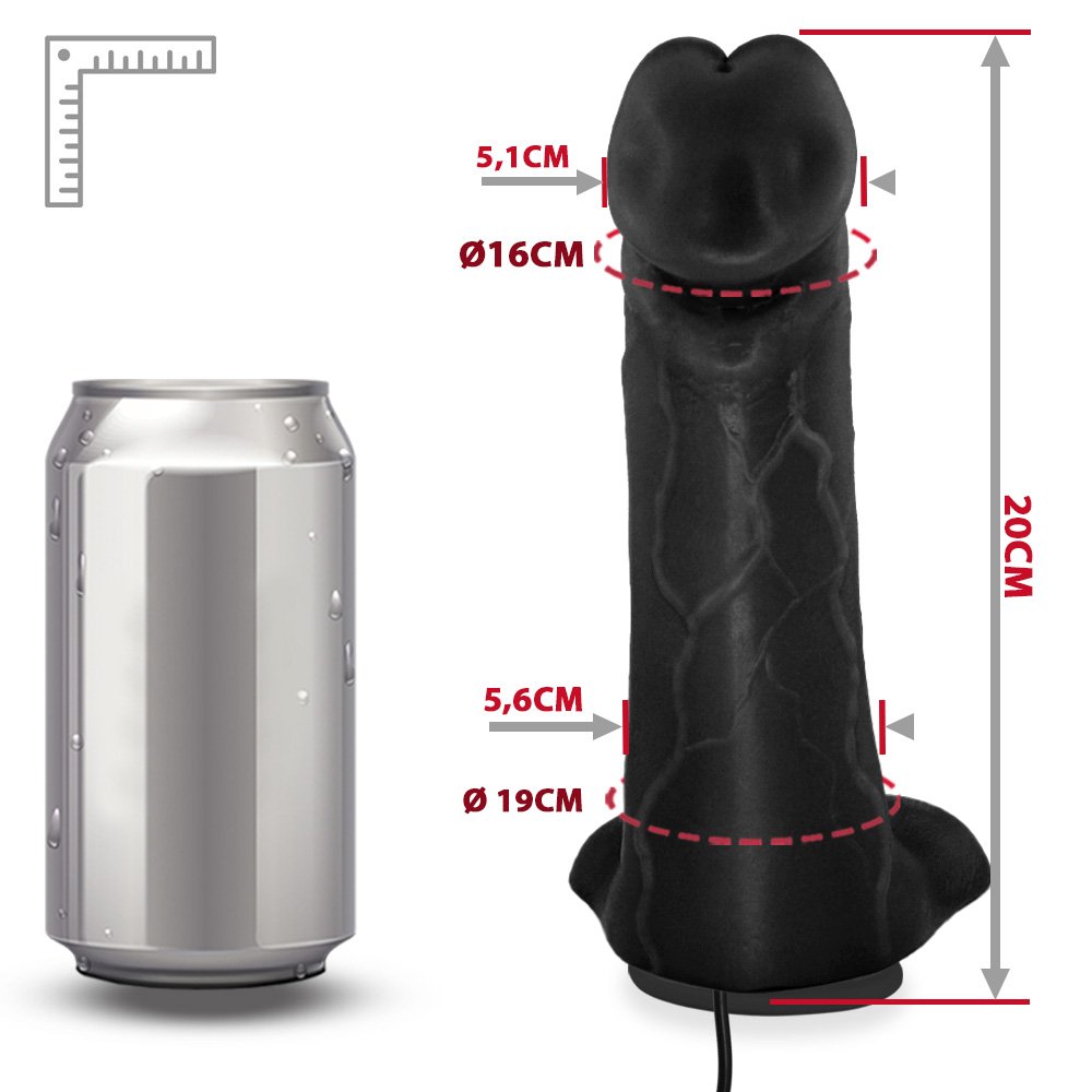 Pênis Realístico Flexível com Escroto, Ventosa e Vibrador Cedro 20,5 x 6cm Preto | Foto 07