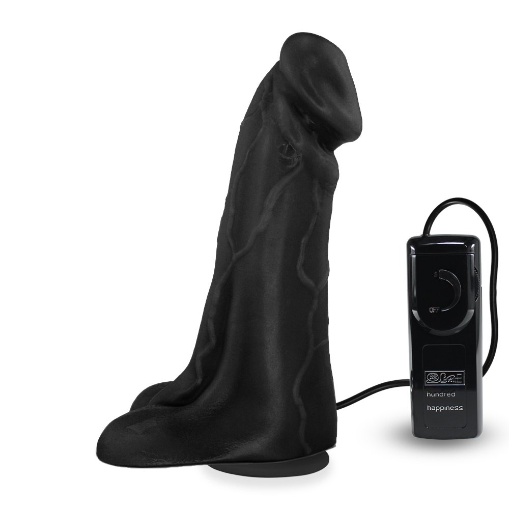 Pênis Realístico Flexível com Escroto, Ventosa e Vibrador Cedro 20,5 x 6cm Preto | Foto 08