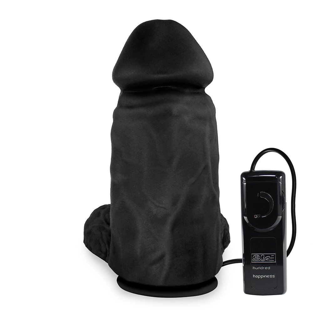 Pênis Realístico Flexível com Escroto, Ventosa e Vibrador Massaranduba 18 x 7,6cm Preto | Foto 03