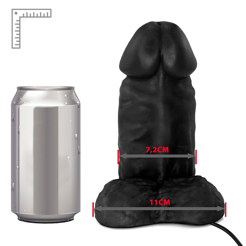 Pênis Realístico Flexível com Escroto, Ventosa e Vibrador Massaranduba 18 x 7,6cm Preto | Foto 07
