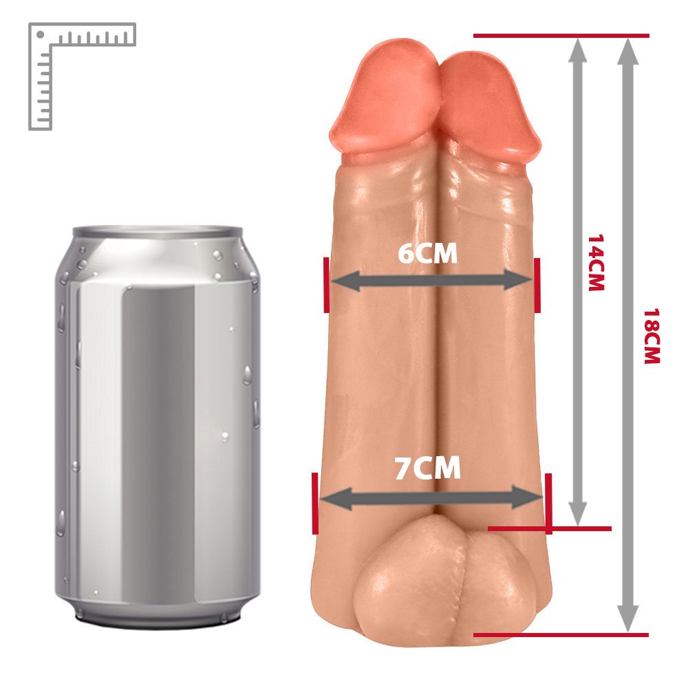 Pênis Realístico Flexível Duplo Amigos com Vibrador e Ventosa 18 x 6cm Bege | Foto 06