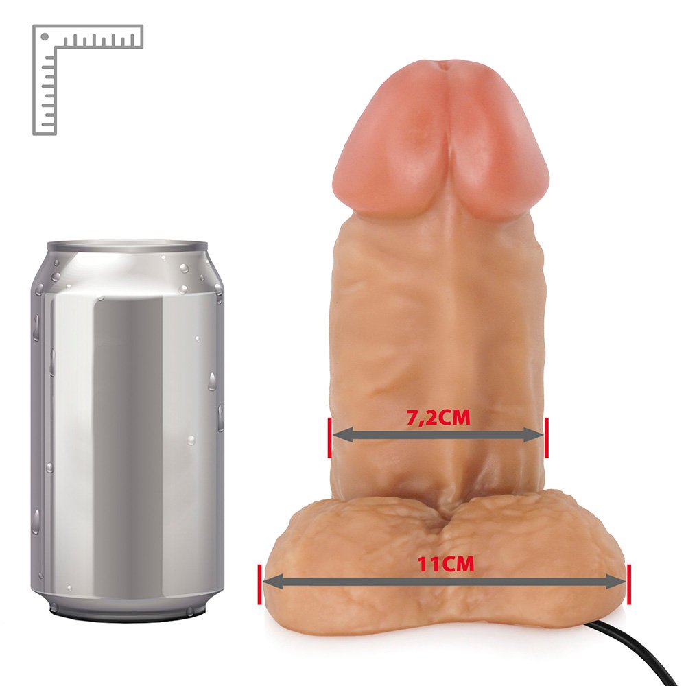 Pênis Realístico Flexível com Escroto, Ventosa e Vibrador Massaranduba 18 x 7,6cm Bege | Foto 07