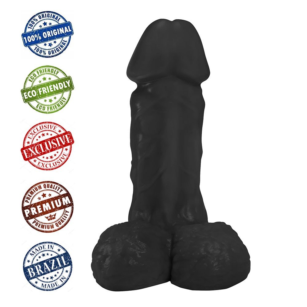 Pênis Realístico Flexível com Escroto Cumaru 19 x 6cm Preto | Foto 05