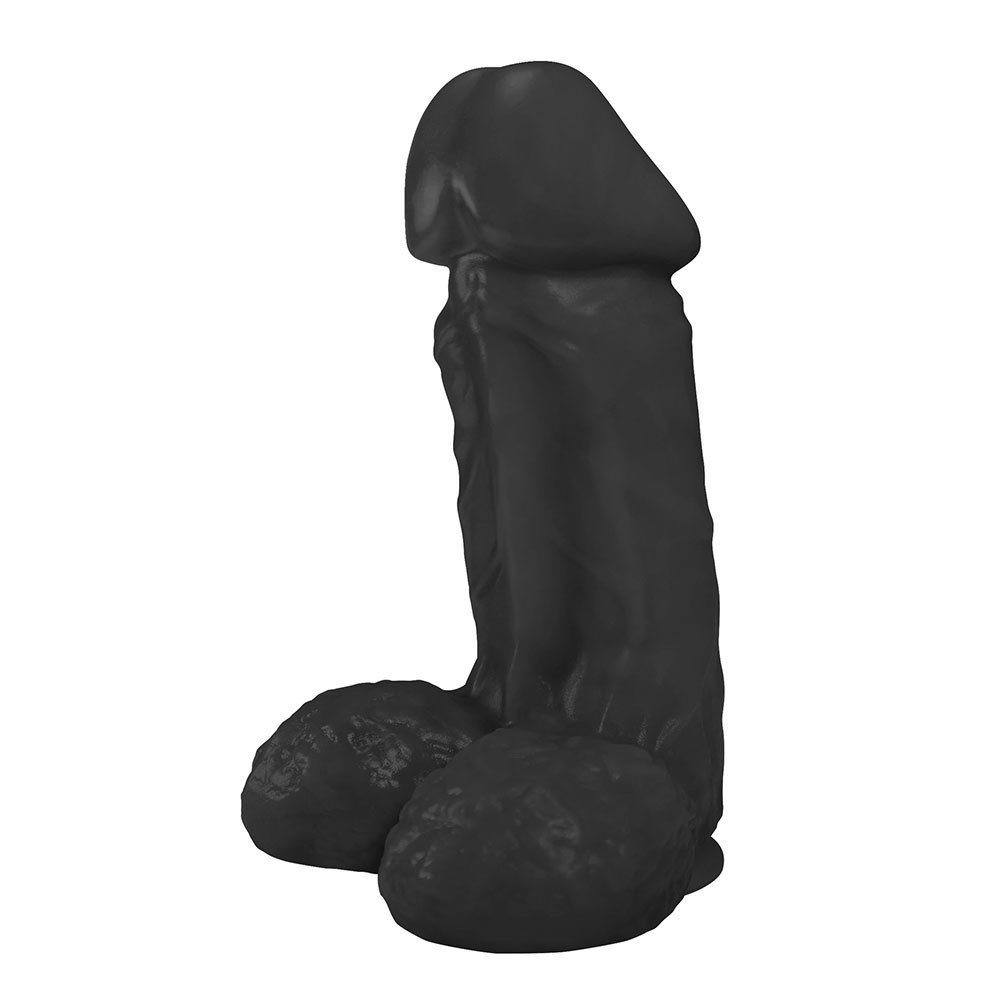 Pênis Realístico Flexível com Escroto e Ventosa Cumaru 19 x 6cm Preto | Foto 01