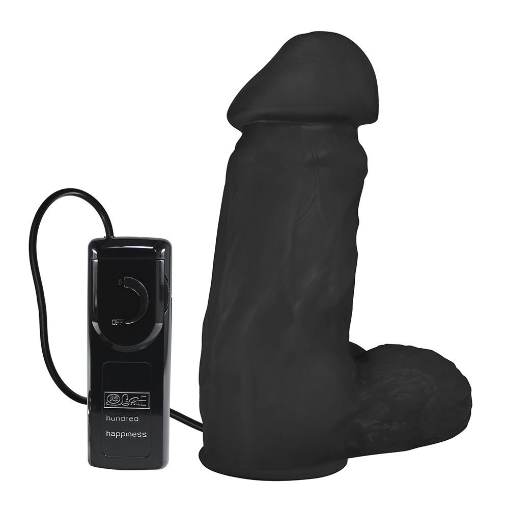 Pênis Realístico Flexível com Escroto, Ventosa e Vibrador Cumaru 19 x 6cm Preto | Foto 04