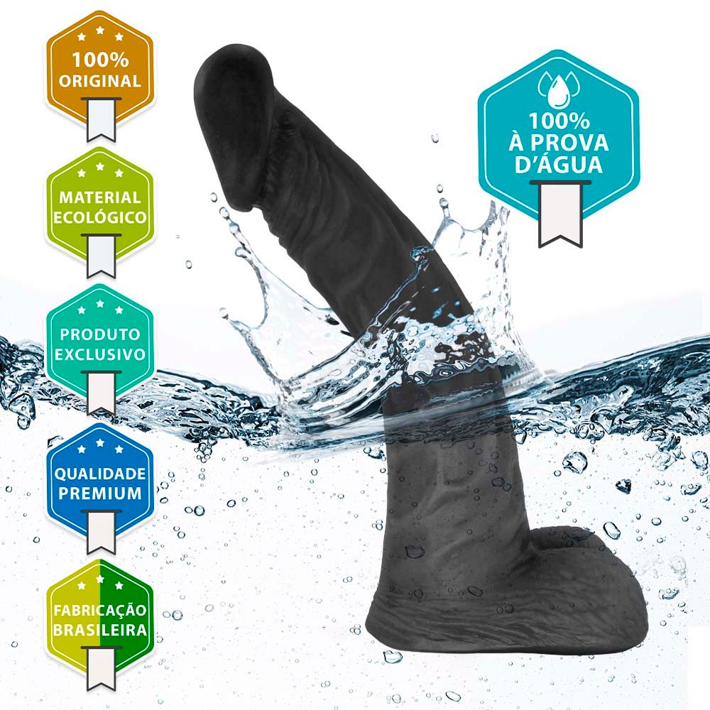 Pênis de Borracha com Escroto Poseidon 20 x 4cm Preto | Foto 05
