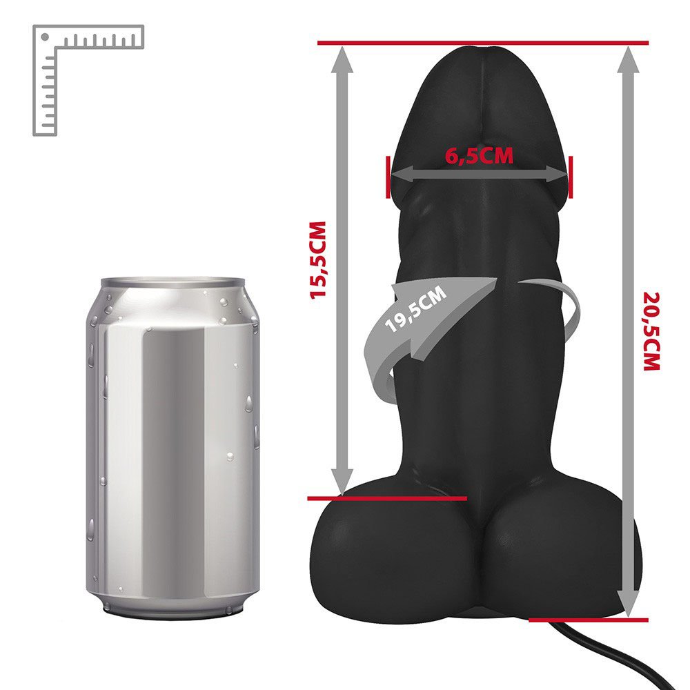 Pênis Realístico Flexível com Escroto, Ventosa e Vibrador Sucupira 20,5 x 6,5cm Preto | Foto 06