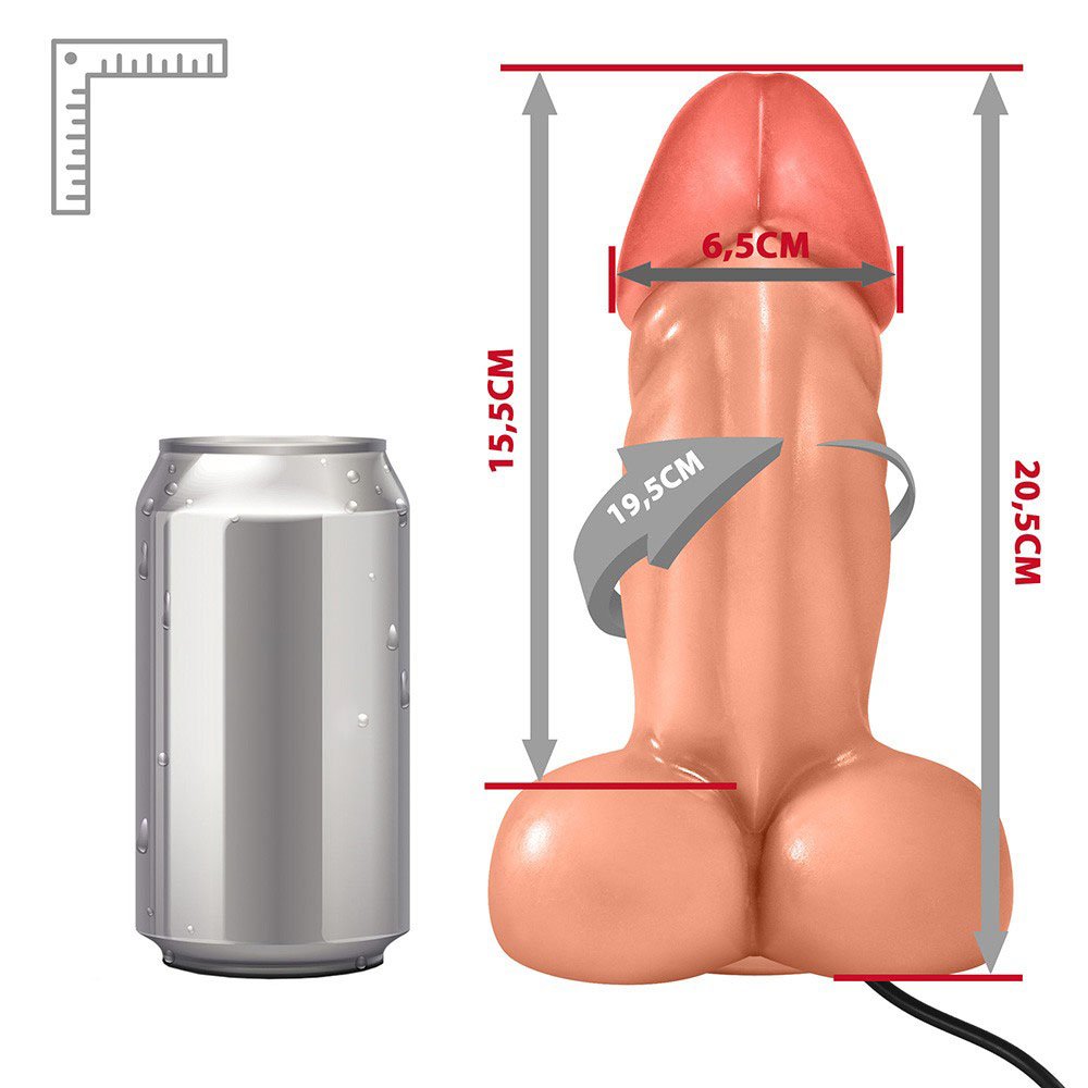 Pênis Realístico Flexível com Escroto, Ventosa e Vibrador Sucupira 20,5 x 6,5cm Bege | Foto 06