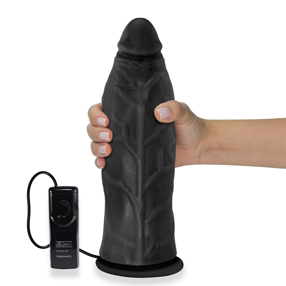 Pênis Grande Com Vibrador e Ventosa Jatobão 27 X 8cm Preto | Foto 01