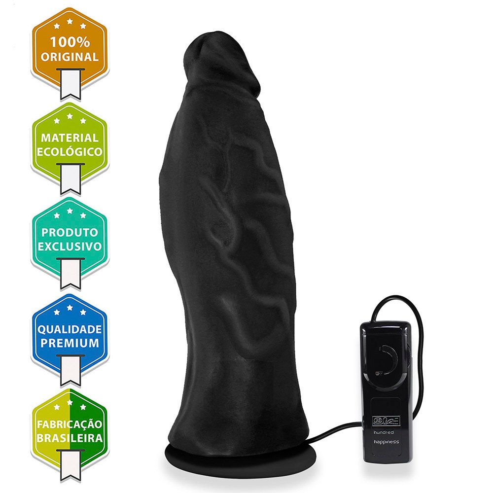 Pênis Grande Com Vibrador e Ventosa Jatobão 27 X 8cm Preto | Foto 05