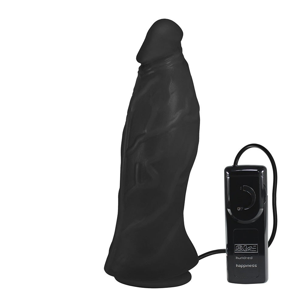 Pênis Realístico Flexível com Ventosa e Vibrador Jatobá 21 x 6,8cm Preto | Foto 03