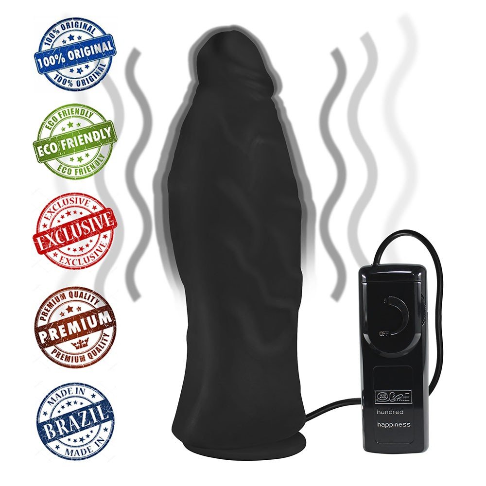 Pênis Realístico Flexível com Ventosa e Vibrador Jatobá 21 x 6,8cm Preto | Foto 05