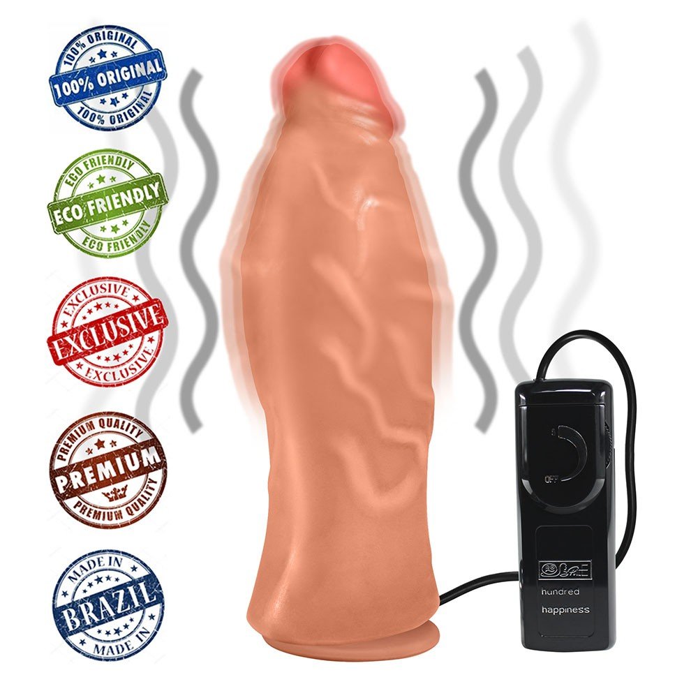 Pênis Realístico Flexível com Ventosa e Vibrador Jatobá 21 x 6,8cm Bege | Foto 05