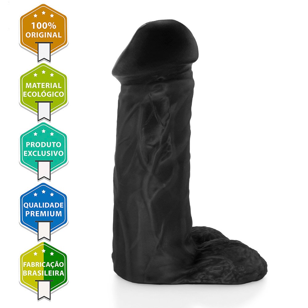 P�nis Real�stico Flex�vel com Escroto Jacaranda 19 x 5,5cm Preto | Foto 05