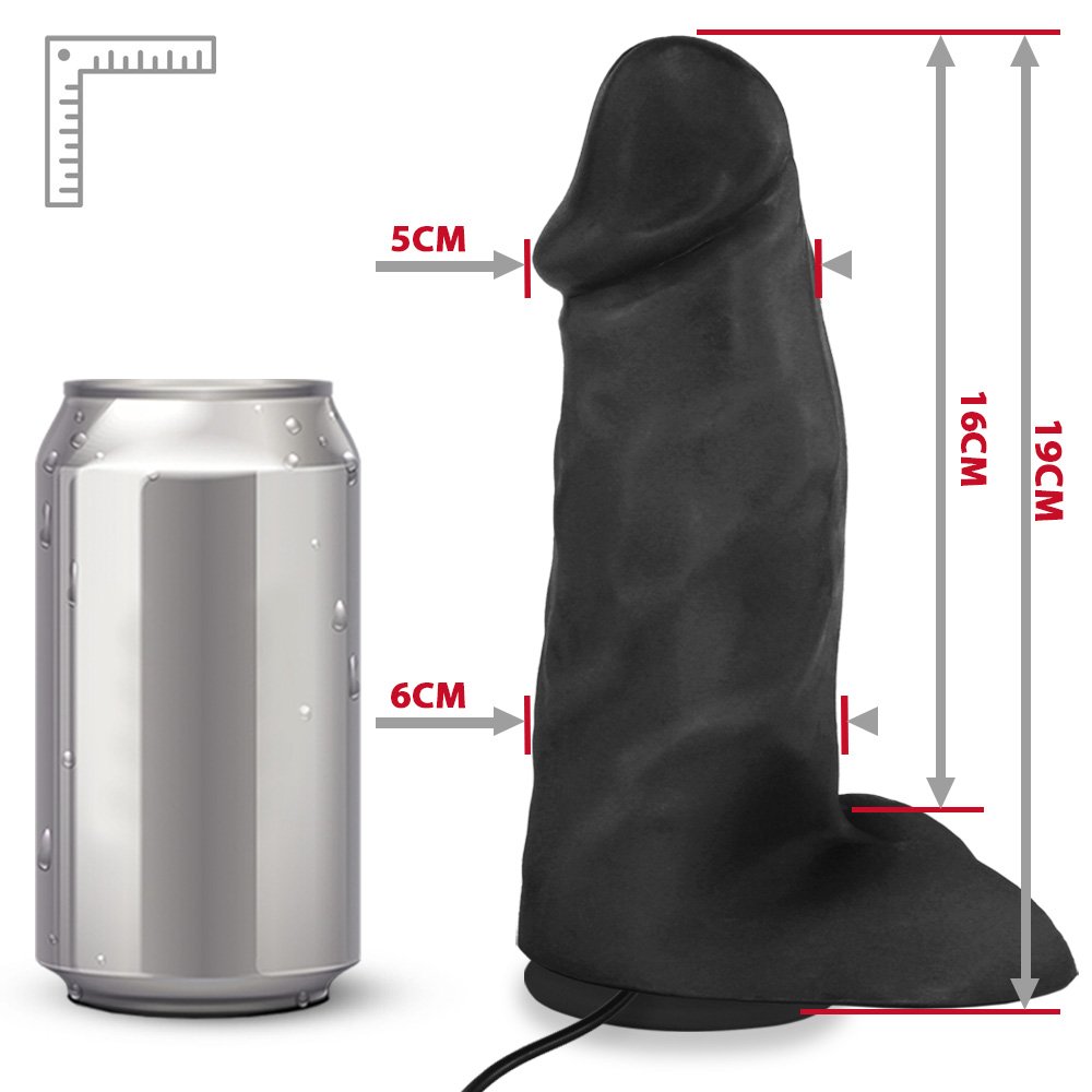 Pênis Realístico Flexível com Escroto, Ventosa e Vibrador Peroba 19 x 6,8cm Preto | Foto 06