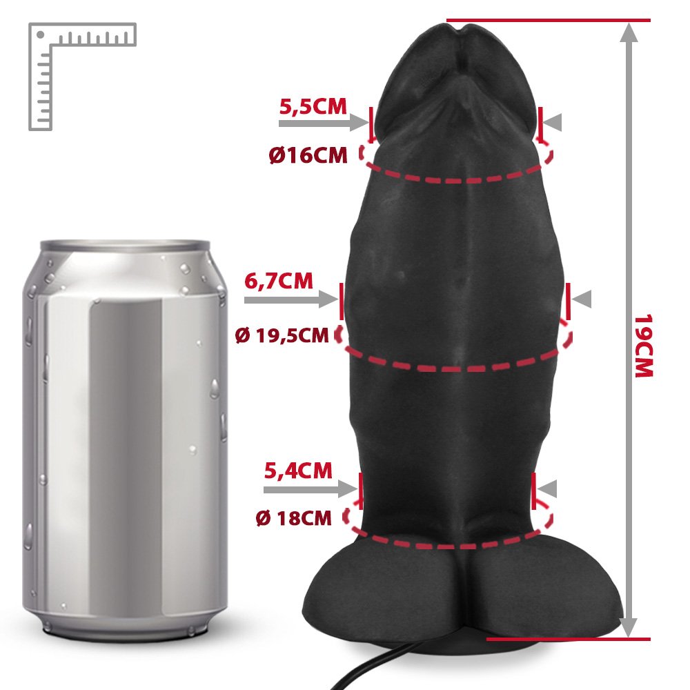 Pênis Realístico Flexível com Escroto, Ventosa e Vibrador Peroba 19 x 6,8cm Preto | Foto 07