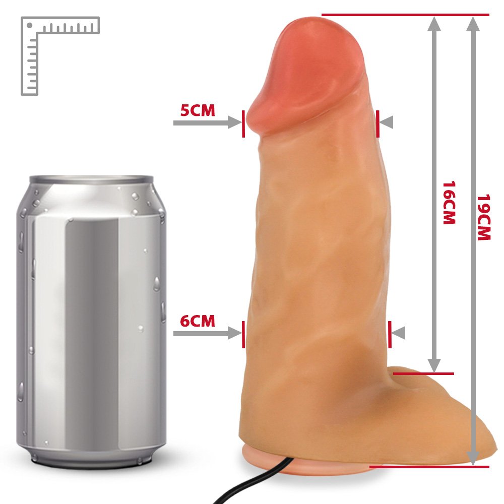Pênis Realístico Flexível com Escroto, Ventosa e Vibrador Peroba 19 x 6,8cm Bege | Foto 06