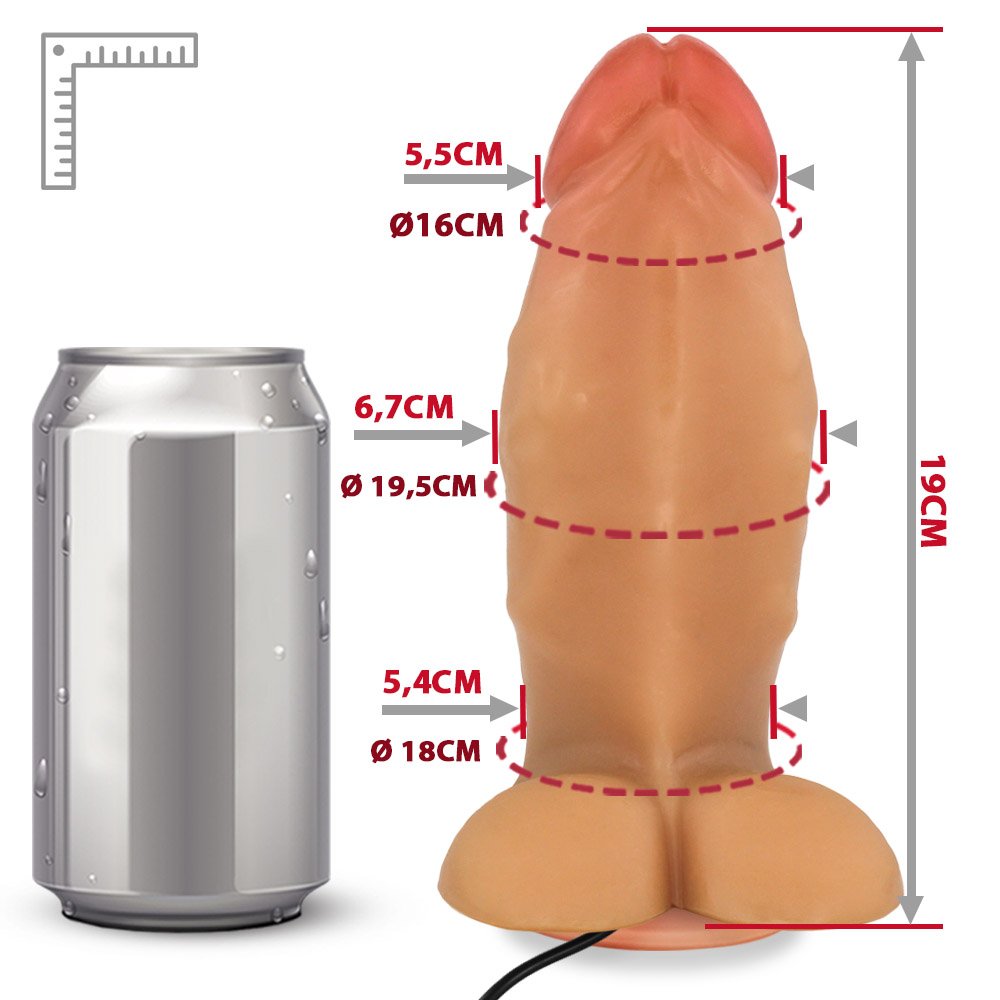 Pênis Realístico Flexível com Escroto, Ventosa e Vibrador Peroba 19 x 6,8cm Bege | Foto 07