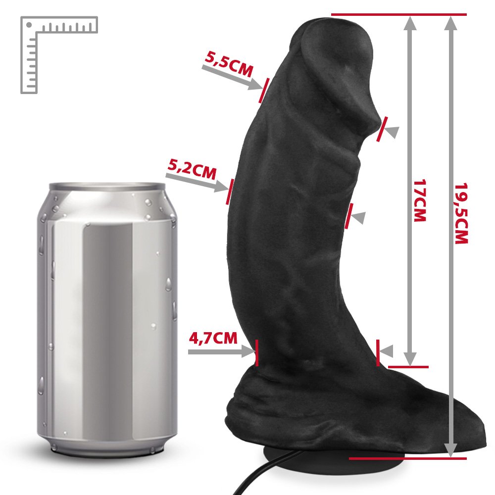 Pênis Realístico Flexível com Escroto, Ventosa e Vibrador Carvalho 19,5x 5,7cm Preto | Foto 07