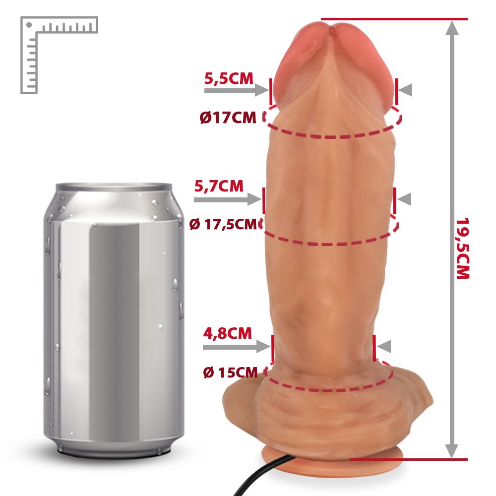 Pênis Realístico Flexível com Escroto, Ventosa e Vibrador Carvalho 19,5x 5,7cm Bege | Foto 06