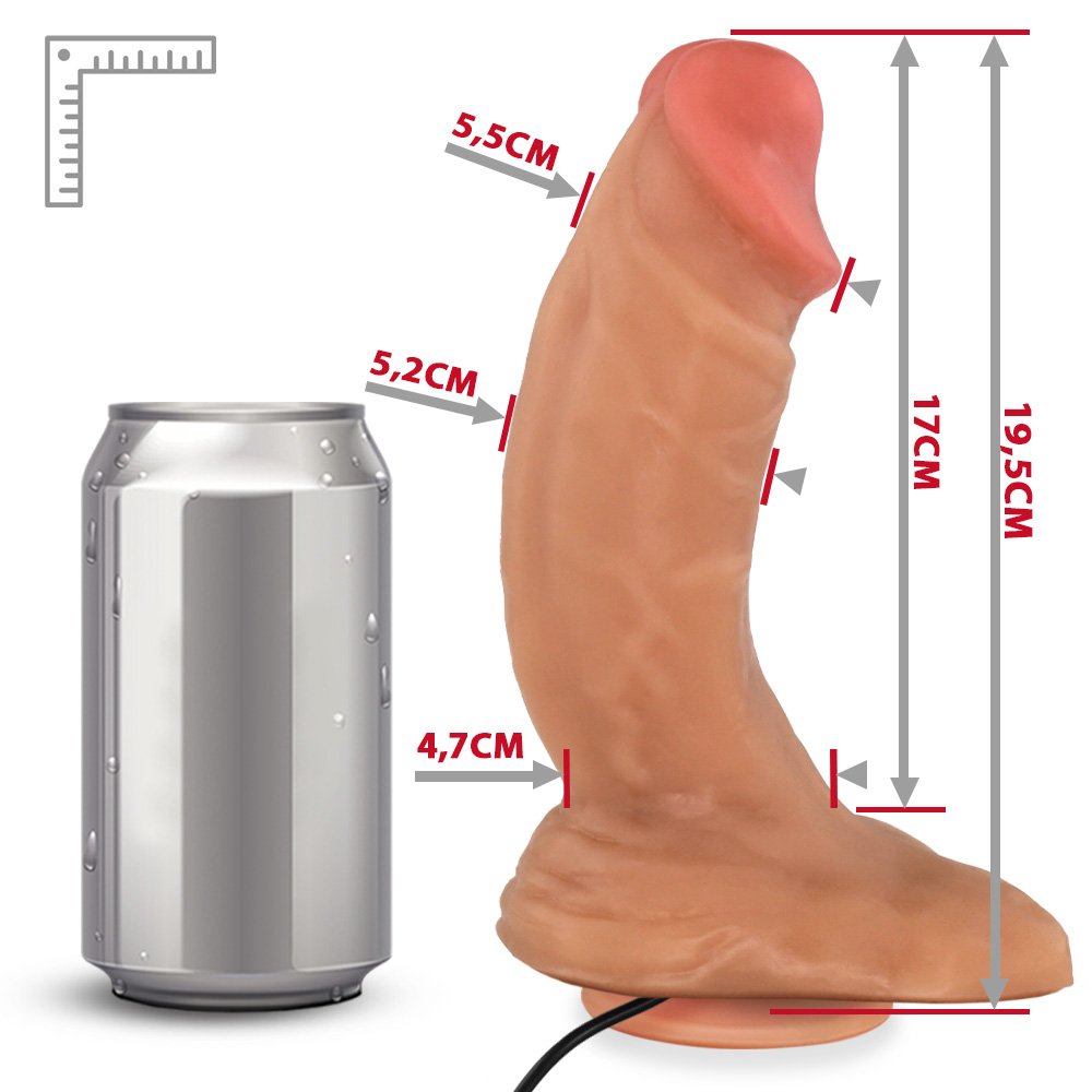 Pênis Realístico Flexível com Escroto, Ventosa e Vibrador Carvalho 19,5x 5,7cm Bege | Foto 07
