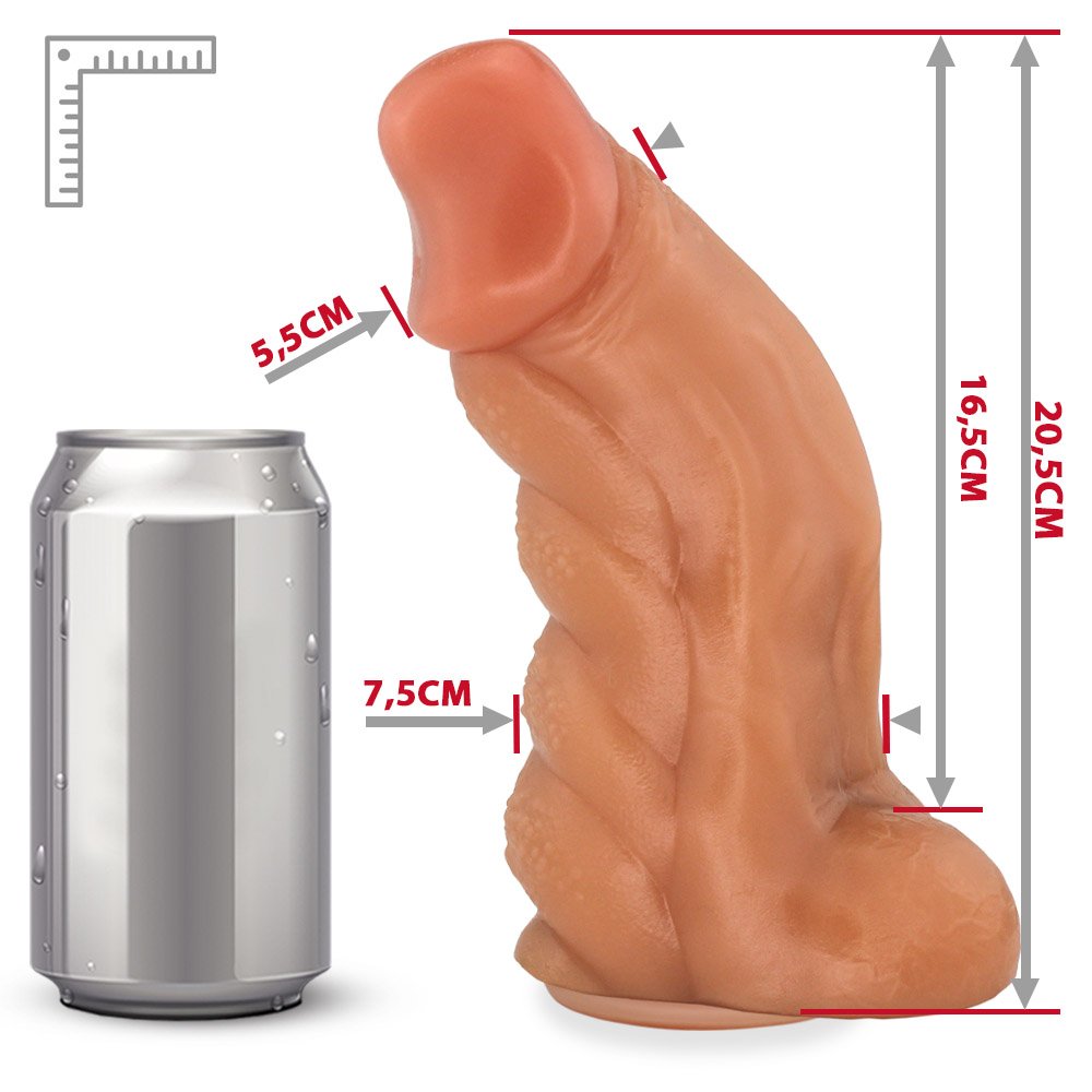 Pênis Flexível com Textura Massageadora e Escroto e Ventosa Gator 20,5x 7,5cm Bege | Foto 06