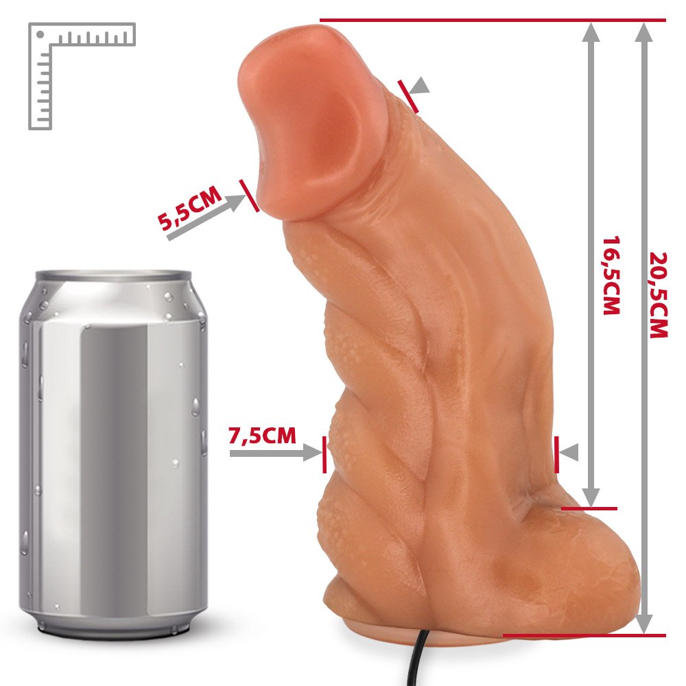Pênis Flexível com Textura Massageadora e Escroto, Ventosa e Vibro Gator 20,5x 7,5cm Bege | Foto 06