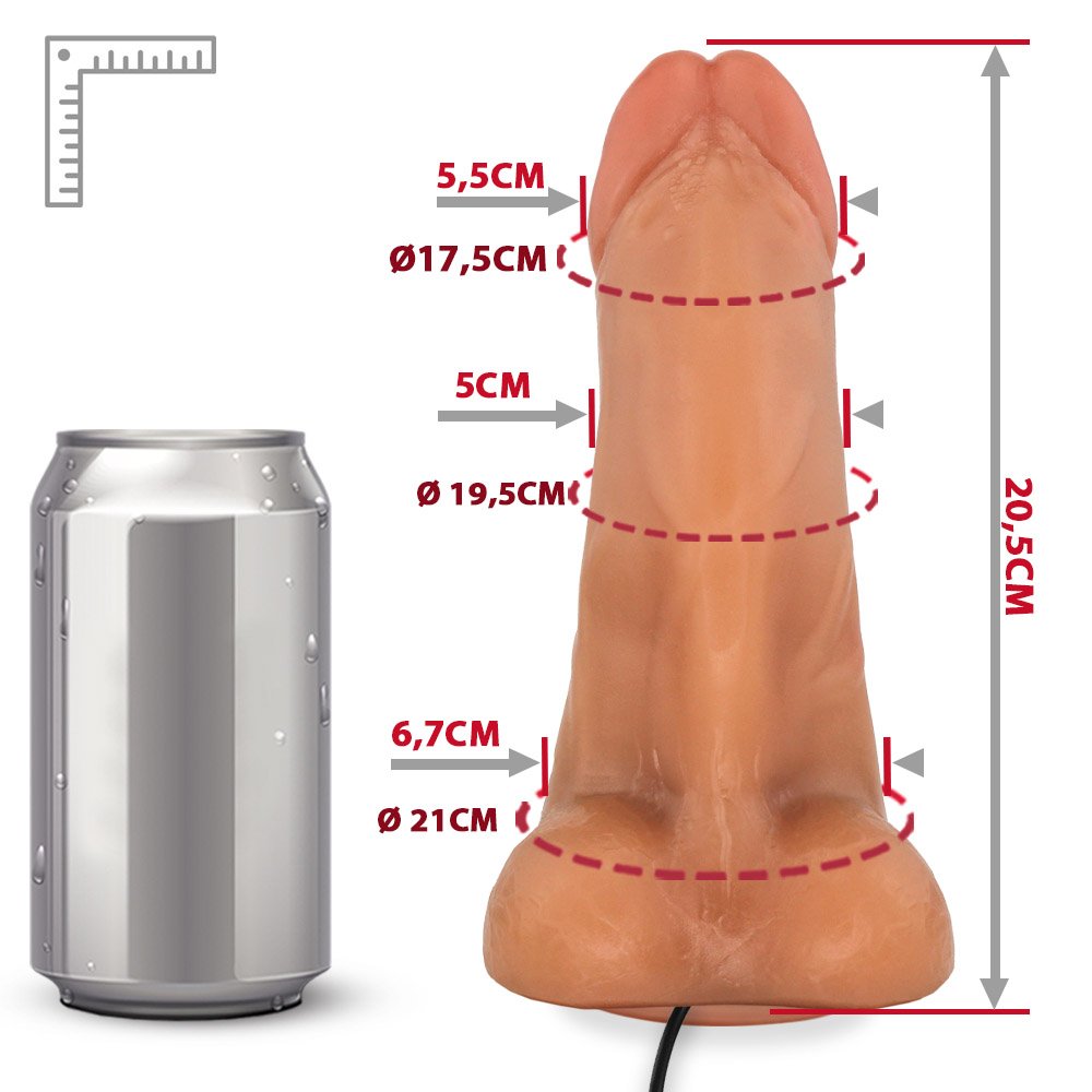 Pênis Flexível com Textura Massageadora e Escroto, Ventosa e Vibro Gator 20,5x 7,5cm Bege | Foto 07