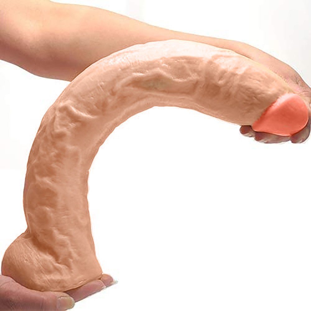Pênis Gigante e Grosso Flexível com Escroto Negão da Picona 37 x 5cm Bege | Foto 05