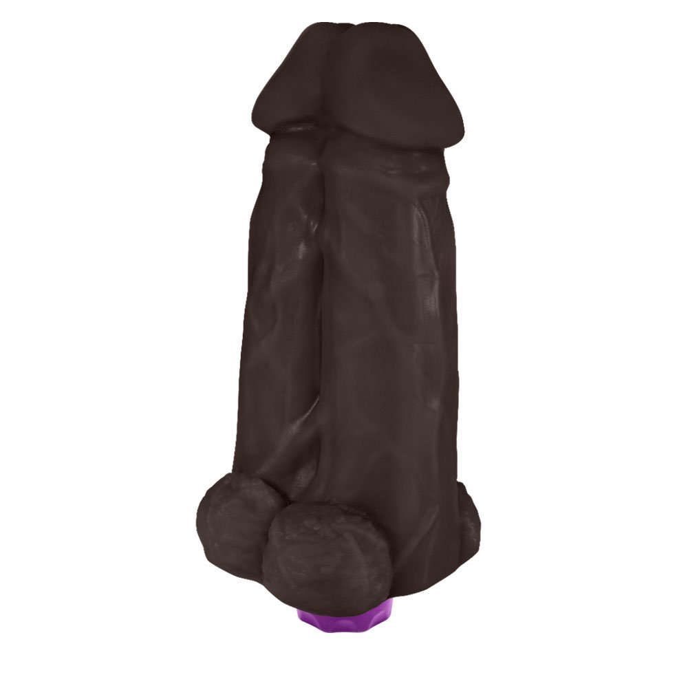 Pênis Realístico Flexível Duplo Super Amigos com Vibrador 18 x 7,5cm Marrom | Foto 04